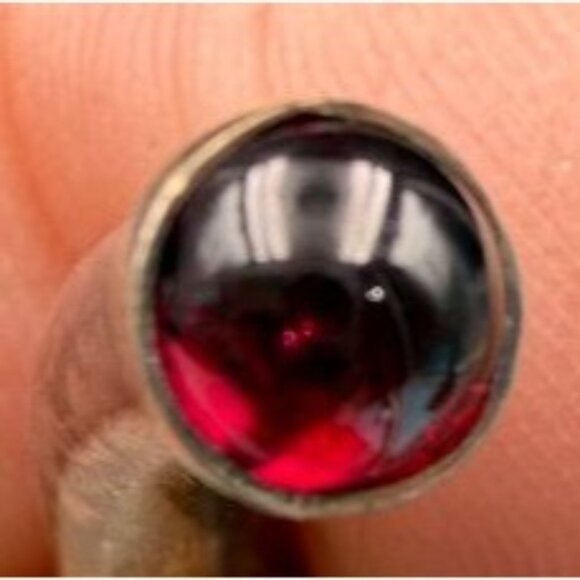 Vintage Sterling Silver Cabochon Garnet Cuff Open Ended Cuff Bracelet - Picture 6 of 7